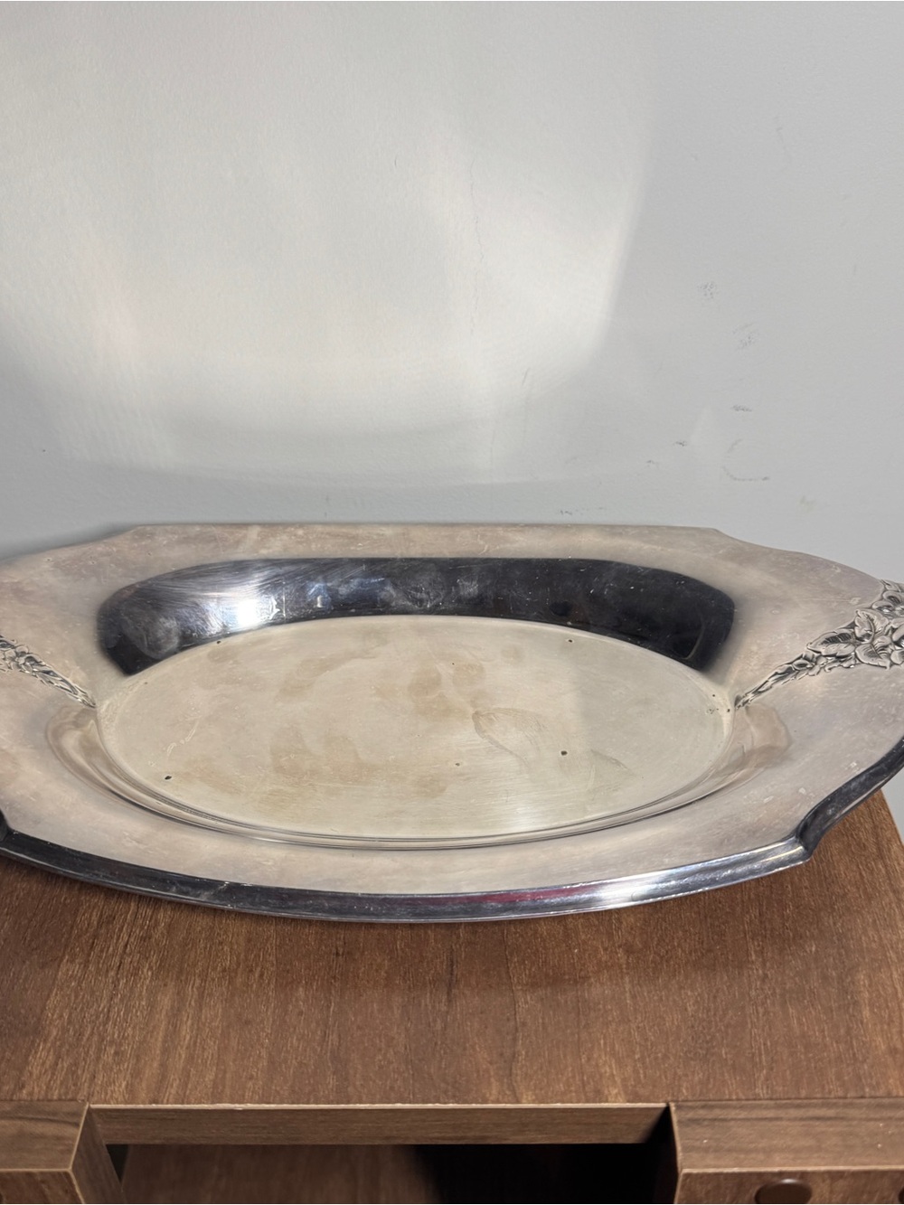 Silver Plated Decorative Serving Platter - Elegant Oval Design